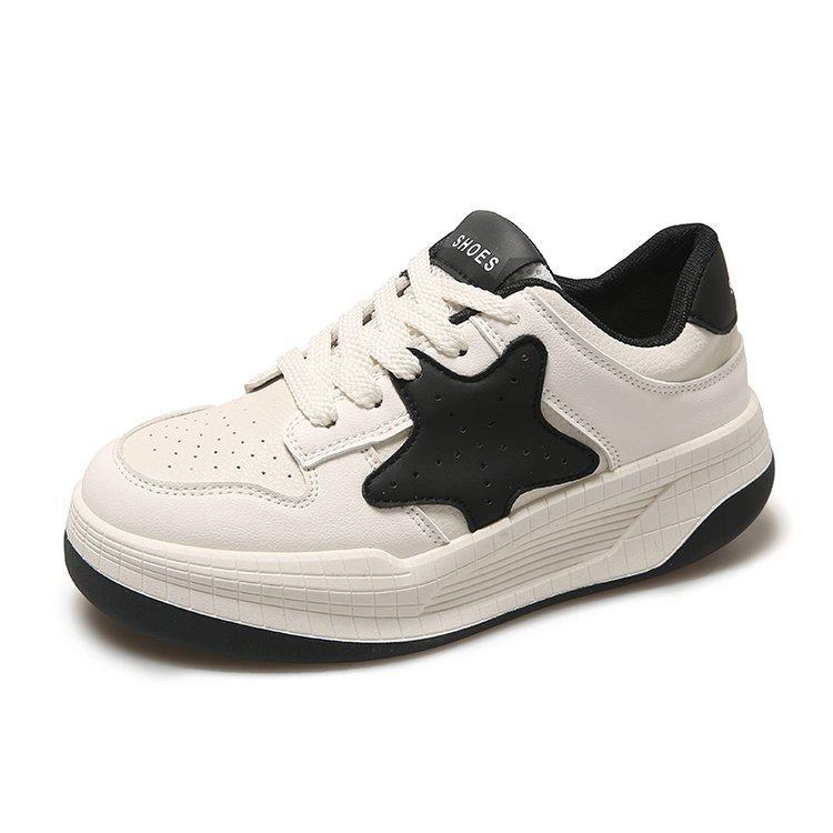 XINGX Weiches Leder Plateau Schuhe Damen Herbst und Winter Neu Low-Top Steppung Schnürschuhe Metallplatte Koreanischer Stil Damenschuhe 40 von Joom DACH