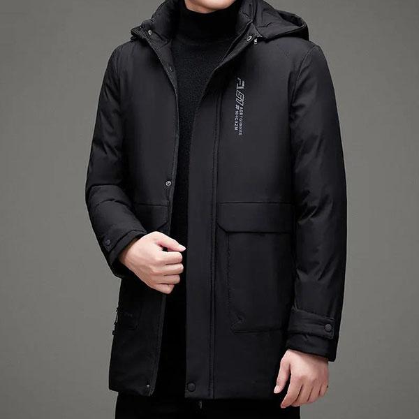 XL-5XL Winter-Daunenjacke für Herren, einfarbig, große Baumwolljacke mit Kapuze und verdicktem Samt, langer Freizeitmantel XL von Joom DACH