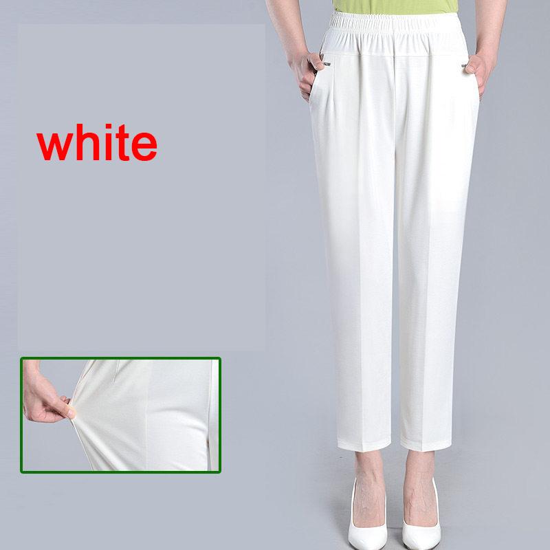 XL-8XL Sommer Eis Seide Fett Mutter Hosen Mittleren Alters Alte Frauen Hosen Oma Lose Hosen Große XL weiß von Joom DACH