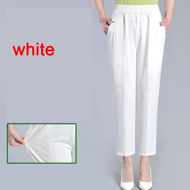 XL-8XL Sommer Eis Seide Fett Mutter Hosen Mittleren Alters Alte Frauen Hosen Oma Lose Hosen Große XL weiß von Joom DACH