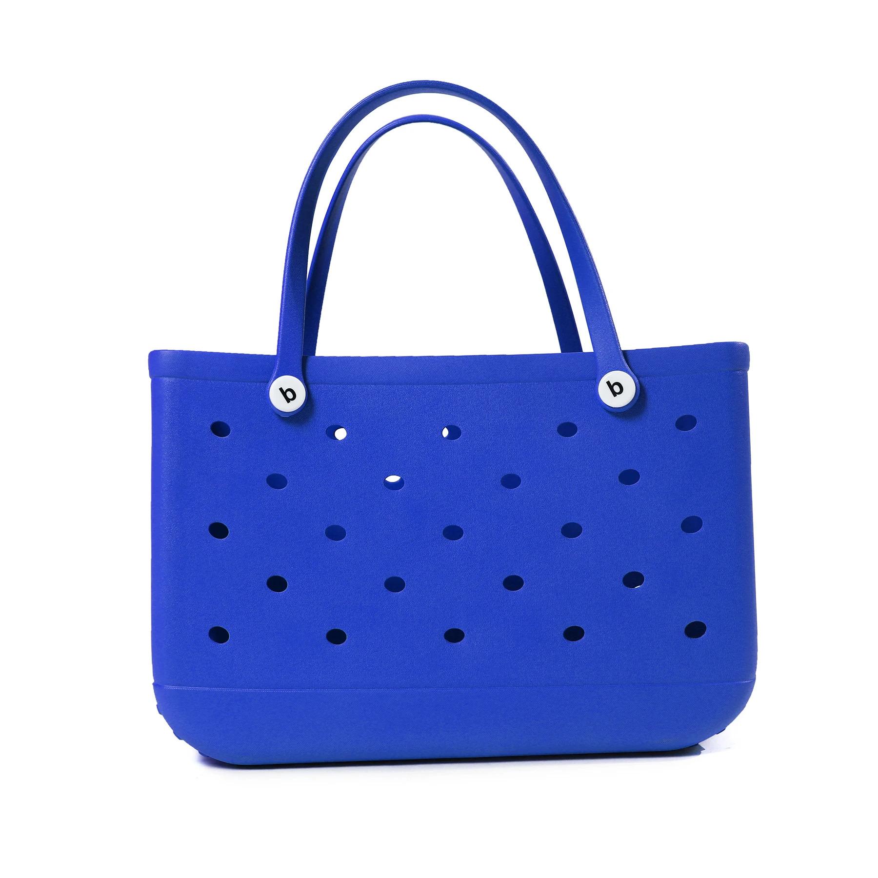 XL-Strandtasche aus Gummi für Damen und Herren, Reisetasche mit großem Fassungsvermögen, Strandtasche für den Strand, das Boot oder den Pool 38*32*13cm blau von Joom DACH