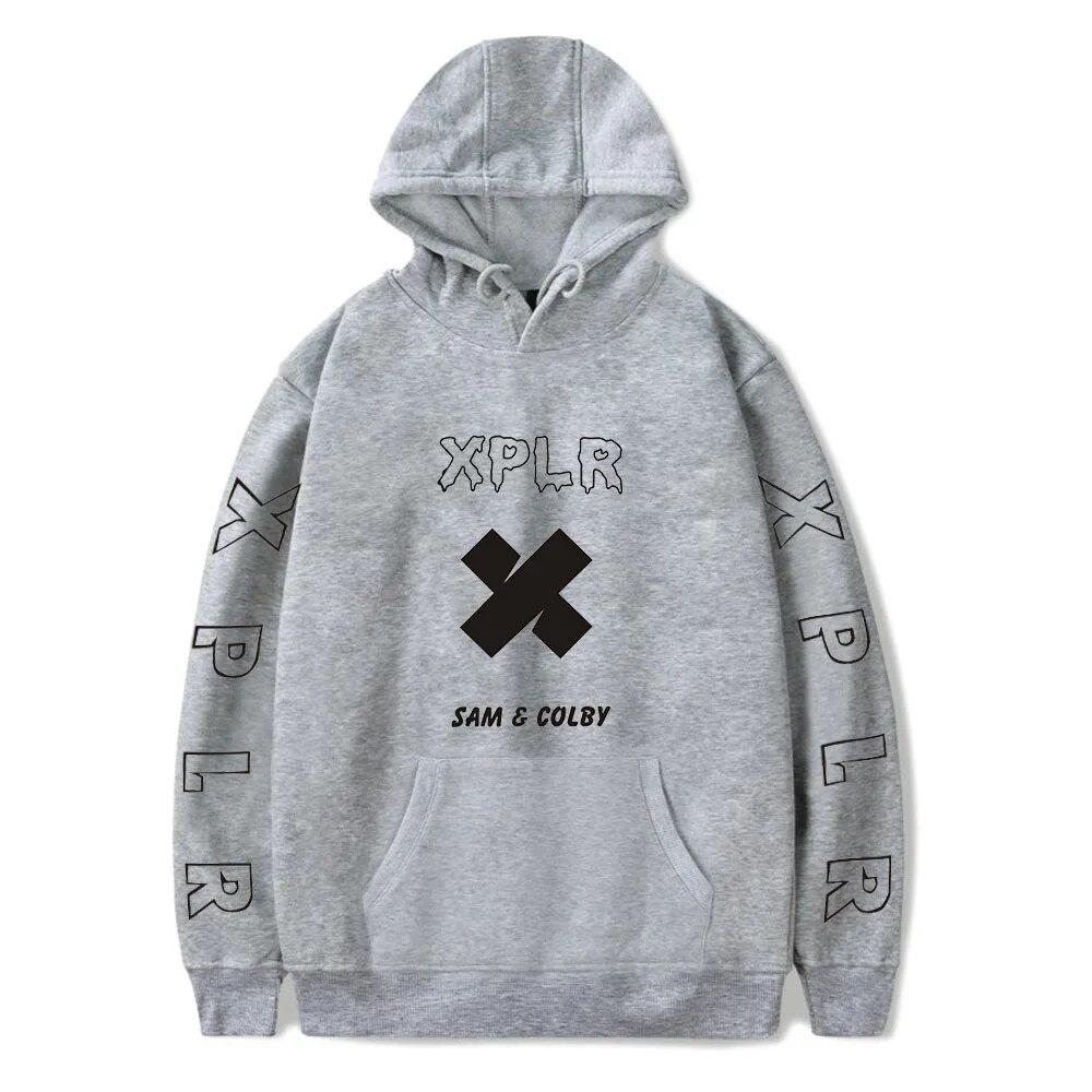 XPLR Hoodie Bedruckter Sam And Colby Hoodies Sweatshirts Herren Damen Hoodie Casual Sweatshirt Sam And Colby Pullover Fleece Hoodie M grau von Joom DACH