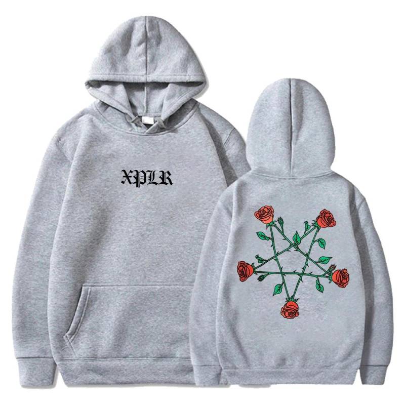XPLR Sam und Colby Pentagramm Rosen Hoodie Paare Merch Langarm Streetwear Frauen Männer Kapuzenpullover Mode M von Joom DACH