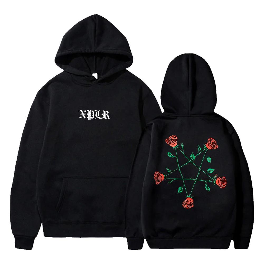 XPLR Sam und Colby Pentagramm Rosen Hoodie Paare Merch Langarm Streetwear Frauen Männer Kapuzenpullover Mode M von Joom DACH