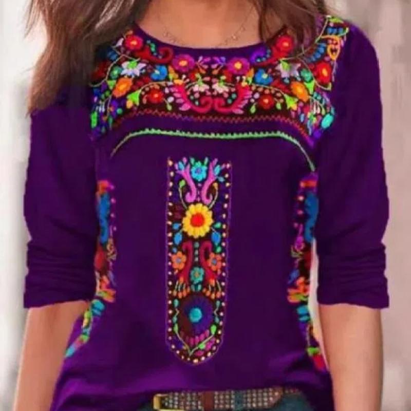 XS-8XL Damen Herbst- und Winterkleidung Langarmshirts Damen Retro Bohemian Bedruckte Blusen Lose T-Shirts Baumwollhemden 8XL XS-8XL Damen Herbst- und Winterkleidung Langarmshirts Damen Retro Bohemian Bedruckte Blusen Lose T-Shirts Baumwollhemden 8XL von Joom DACH
