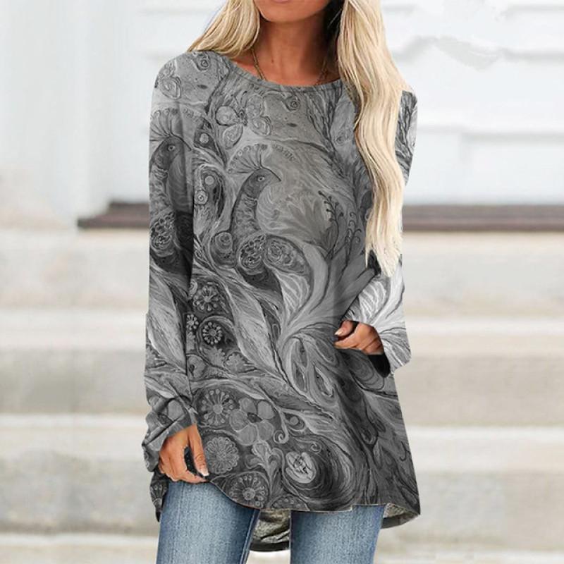 XS-8XL Damen Herbst- und Winterkleidung Langarmshirts für Damen mit 3D-Abstraktem Aufdruck Lose Tunika T-Shirts Pullover Blusen 8XL von Joom DACH