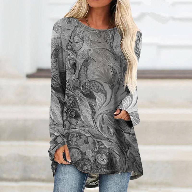 XS-8XL Damen Herbst- und Winterkleidung Langarmshirts für Damen mit 3D-Abstraktem Aufdruck Lose Tunika T-Shirts Pullover Blusen 8XL von Joom DACH