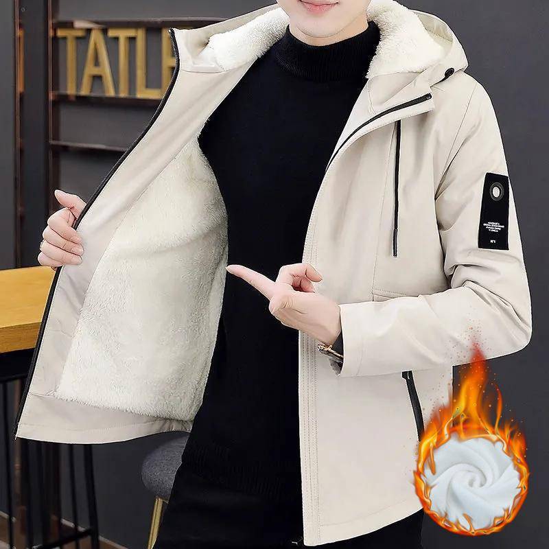 XS-L Plus Velvet Wram Männer Winterkleidung Winddichte Modejacke Windjacke Lässiger Kapuzenmantel Winter Lose Teenager Einfarbige Hoodies für Männer S beige XS-L Plus Velvet Wram Männer Winterkleidung Winddichte Modejacke Windjacke Lässiger Kapuzenmantel Winter Lose Teenager Einfarbige Hoodies für Männer S beige von Joom DACH