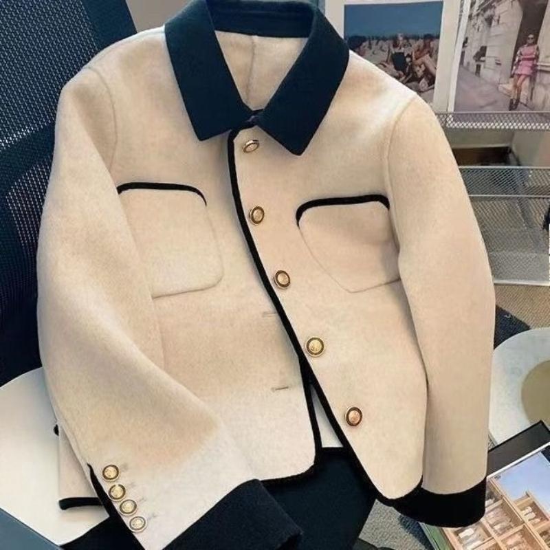 Xiaoxiangfeng Kurze Graue Jacke für Damen, Herbst- und Winter-Retro-Design, Langärmeliges Oberteil mit Nischen-Temperament XL von Joom DACH