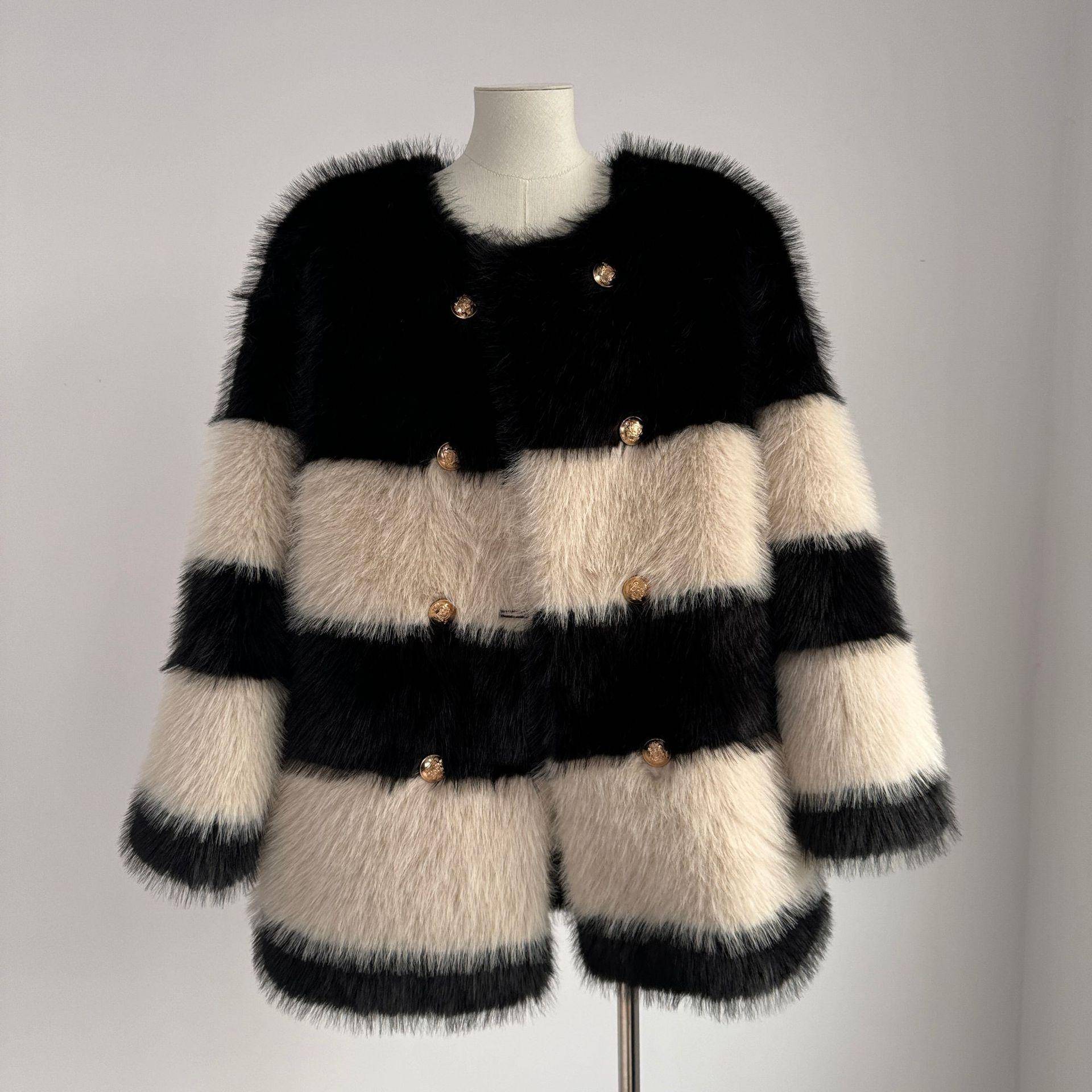 Xiaoxiangfeng Maomao Umweltfreundlicher Fuchspelz-Imitat-Toka-Pelzmantel für Damen im Winter, verdickter Kunstpelz, einteilig, locker One size fits all von Joom DACH
