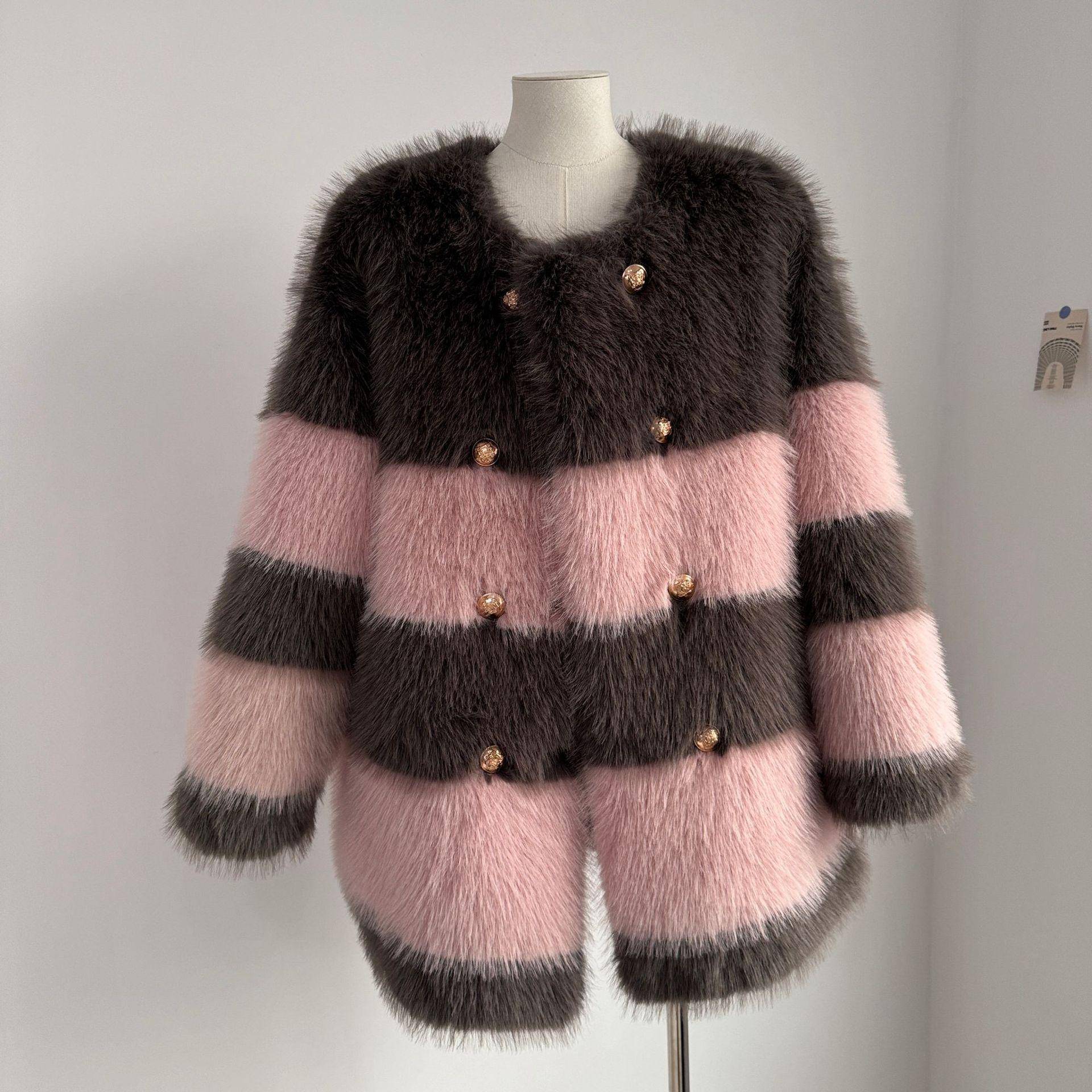 Xiaoxiangfeng Maomao Umweltfreundlicher Fuchspelz-Imitat-Toka-Pelzmantel für Damen im Winter, verdickter Kunstpelz, einteilig, locker One size fits all von Joom DACH