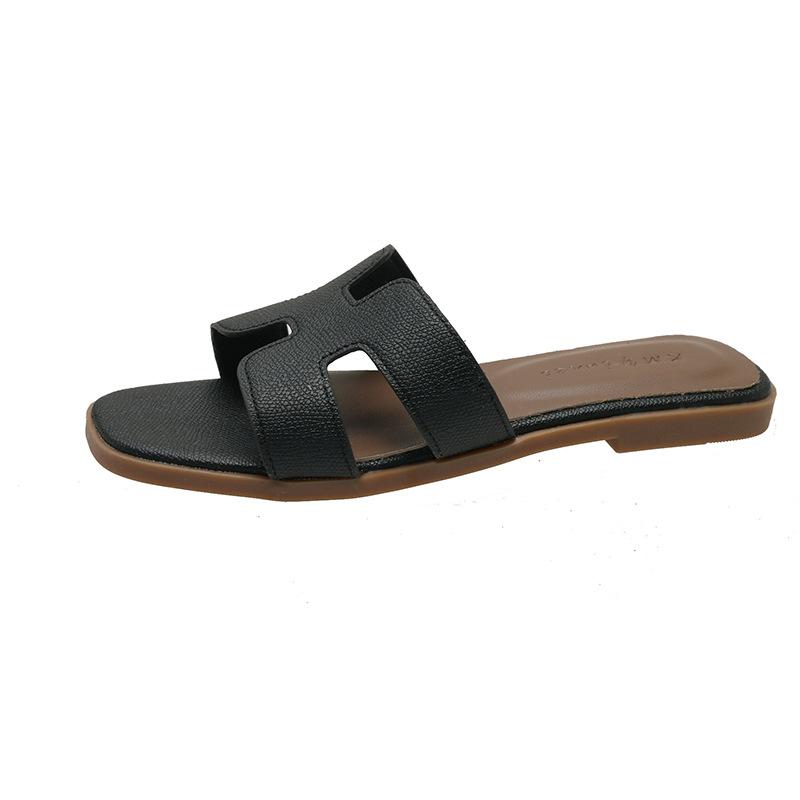 Xiaoxiangfeng flache Hausschuhe für Damen 2025, neue H-förmige Ein-Wort-Schuhe, Strandschuhe können im Freien in nassem Wasser getragen werden 37 schwarz von Joom DACH