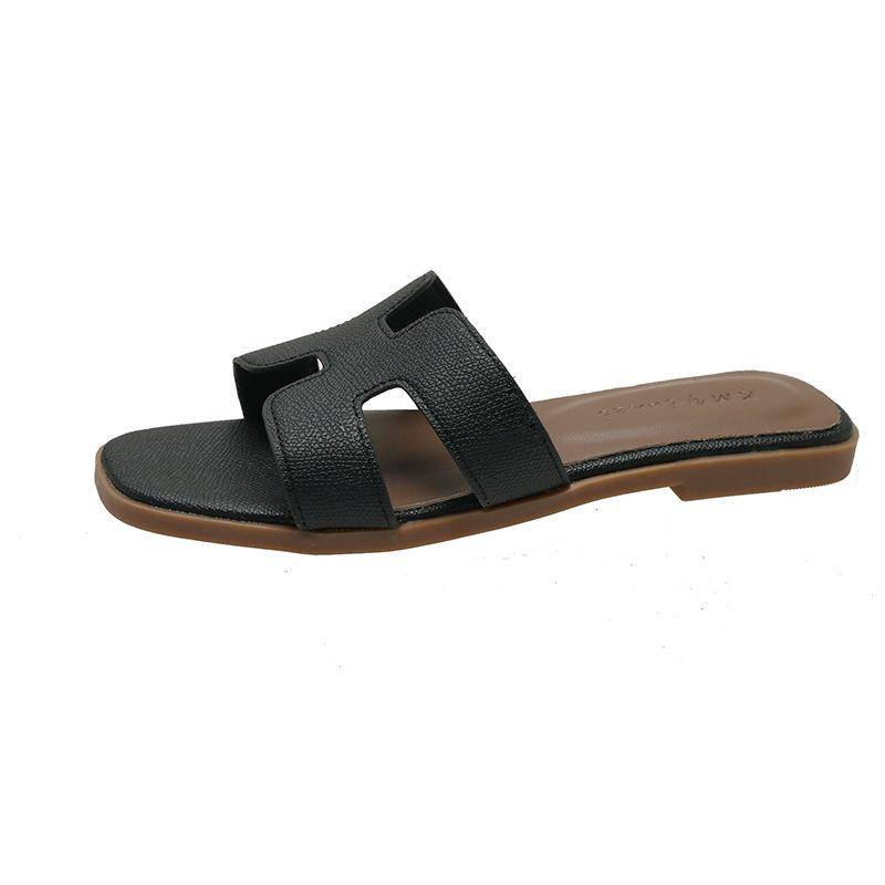 Xiaoxiangfeng flache Hausschuhe für Damen 2025, neue H-förmige Ein-Wort-Schuhe, Strandschuhe können im Freien in nassem Wasser getragen werden 37 schwarz von Joom DACH