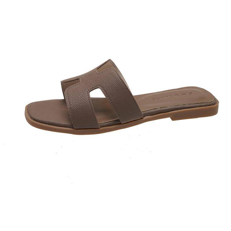 Xiaoxiangfeng flache Hausschuhe für Damen 2025, neue H-förmige Ein-Wort-Schuhe, Strandschuhe können im Freien in nassem Wasser getragen werden 37 graue von Joom DACH