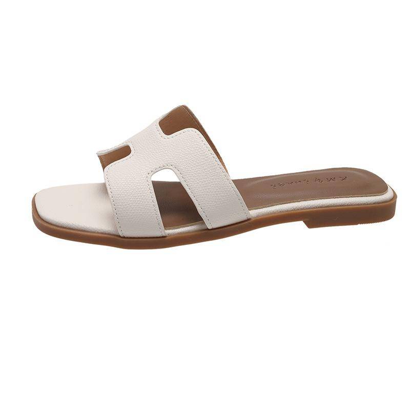 Xiaoxiangfeng flache Hausschuhe für Damen 2025, neue H-förmige Ein-Wort-Schuhe, Strandschuhe können im Freien in nassem Wasser getragen werden 40 weiß von Joom DACH