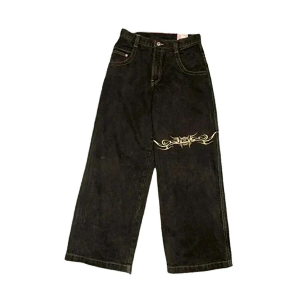 Y2K Baggy-Jeans Herren Vintage Bestickte Hochwertige Jeans Hip Hop Goth Streetwear Harajuku Männer Frauen Lässige Jeans mit weitem Bein Neu M von Joom DACH