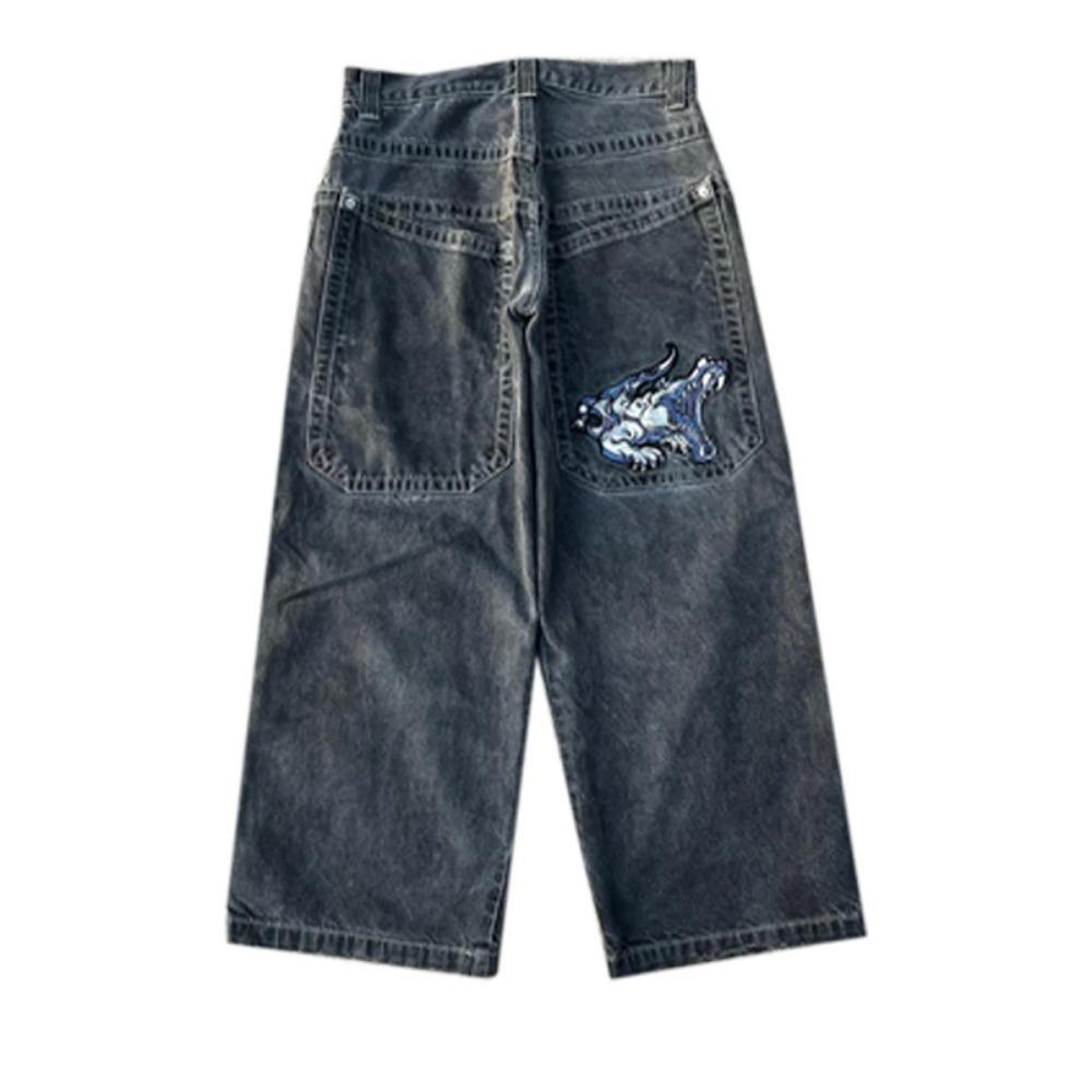 Y2K Baggy-Jeans Herren Vintage Bestickte Hochwertige Jeans Hip Hop Goth Streetwear Harajuku Männer Frauen Lässige Jeans mit weitem Bein Neu S von Joom DACH