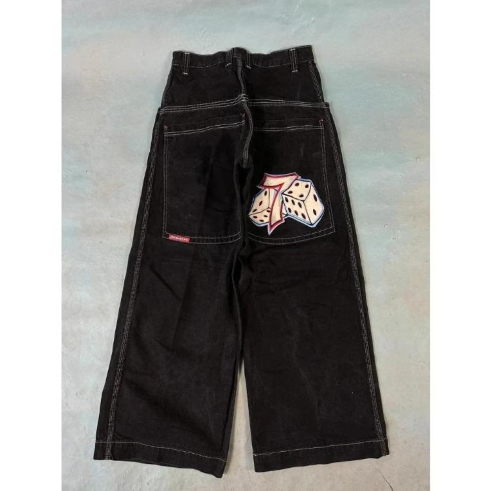 Y2K Baggy-Jeans Herren Vintage Bestickte Hochwertige Jeans Hip Hop Goth Streetwear Harajuku Männer Frauen Lässige Jeans mit weitem Bein Neu S von Joom DACH