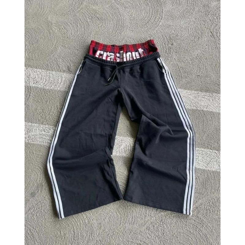 Y2K Fashion Einfache gestreifte Freizeithose für Männer und Frauen Retro Harajuku Lockere Gerade Hose Hohe Taille Lose Hip Hop Jogginghose M von Joom DACH