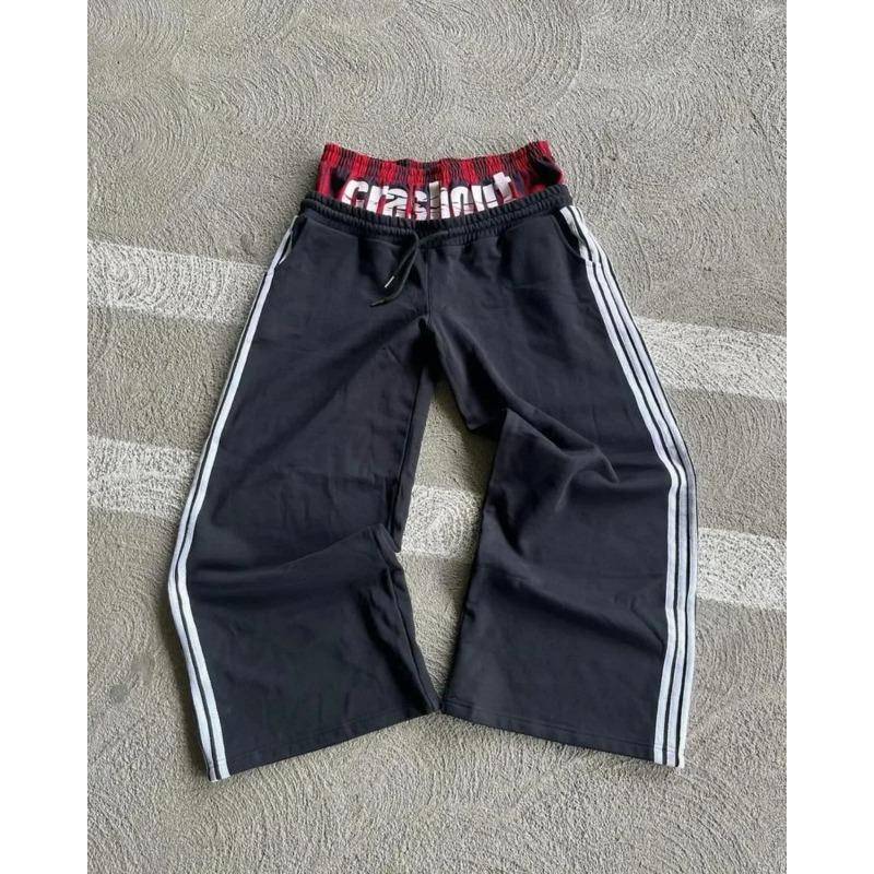 Y2K Fashion Einfache gestreifte Freizeithose für Männer und Frauen Retro Harajuku Lockere Gerade Hose Hohe Taille Lose Hip Hop Jogginghose M von Joom DACH
