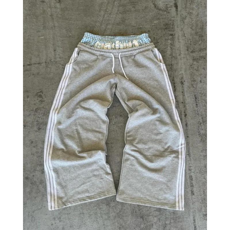 Y2K Fashion Einfache gestreifte Freizeithose für Männer und Frauen Retro Harajuku Lockere Gerade Hose Hohe Taille Lose Hip Hop Jogginghose S von Joom DACH