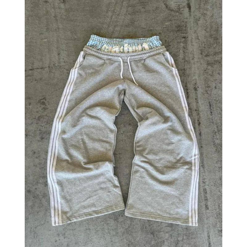 Y2K Fashion Einfache gestreifte Freizeithose für Männer und Frauen Retro Harajuku Lockere Gerade Hose Hohe Taille Lose Hip Hop Jogginghose S von Joom DACH