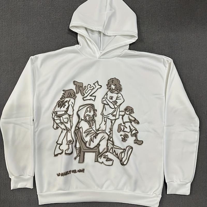 Y2K Graffiti Street Freizeit Sport Hoodie Lose Cartoon Print Pullover Pullover Hip Hop Herren und Damen L von Joom DACH