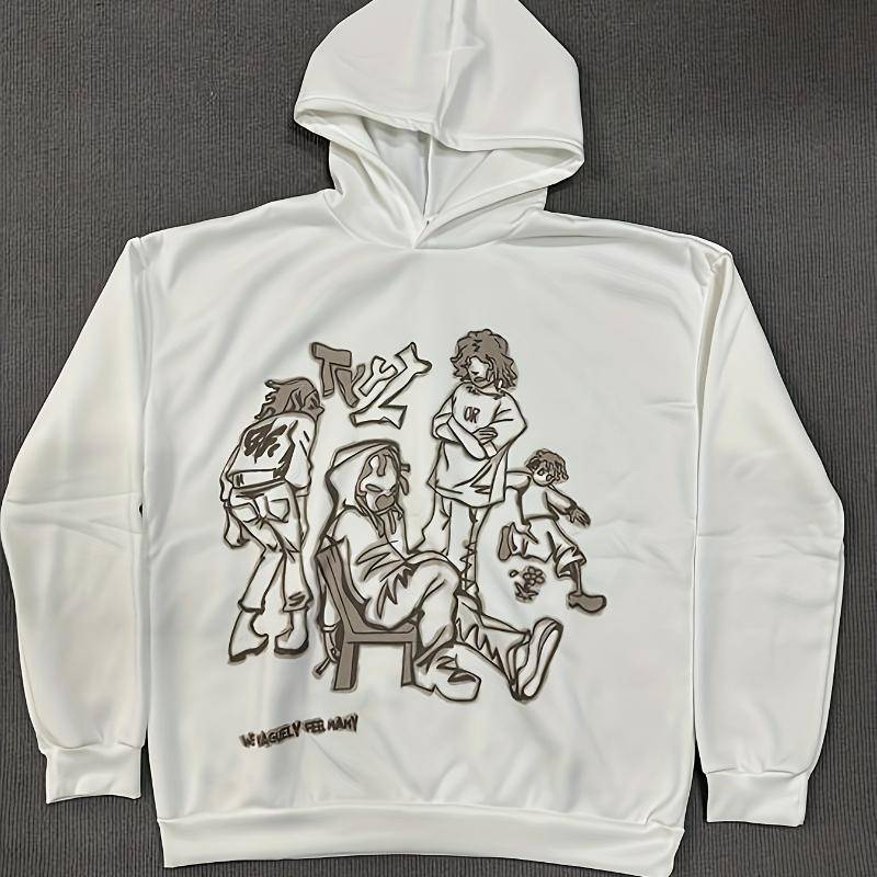 Y2K Graffiti Street Freizeit Sport Hoodie Lose Cartoon Print Pullover Pullover Hip Hop Herren und Damen L von Joom DACH