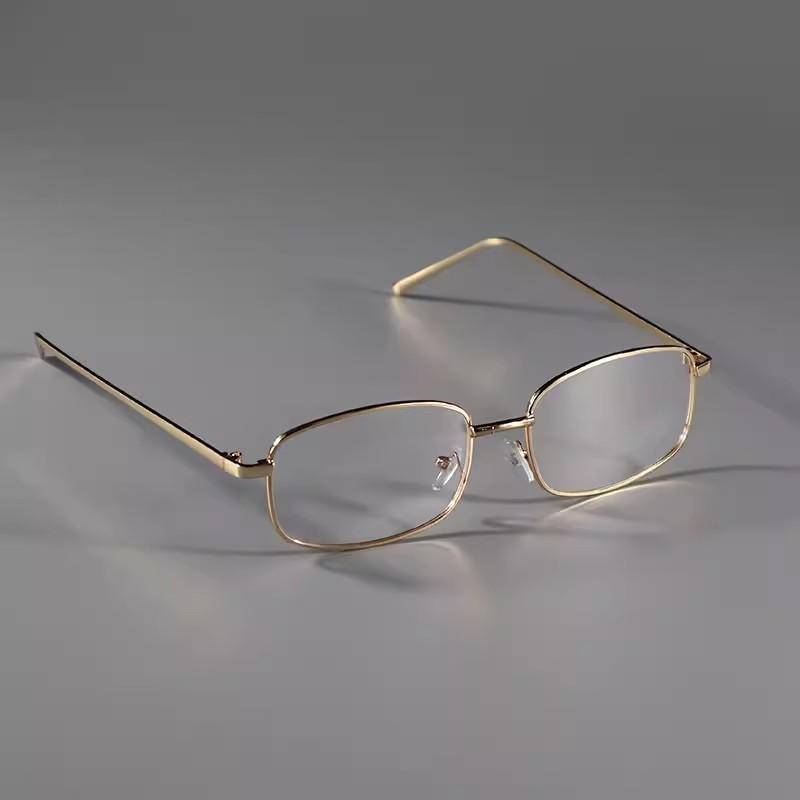 Y2K Harajuku Retro Kleine Quadratische Rahmenbrille für Damen Metallbrille Klare Lesebrille Blaulichtfilternde Brille goldgelb von Joom DACH