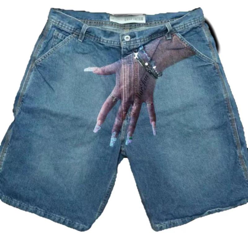 Y2K Hip-Hop-Trendmuster bedruckte Jeansshorts für Herren High Street Fashion Brand Paar Casual Fünf-Punkt-Hosen Dünnschnitt M Y2K Hip-Hop-Trendmuster bedruckte Jeansshorts für Herren High Street Fashion Brand Paar Casual Fünf-Punkt-Hosen Dünnschnitt M von Joom DACH