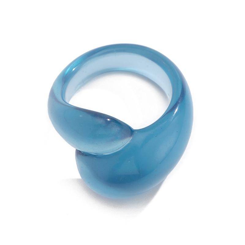 Y2K Mädchen Bunte Kunststoff Harz Ringe Frauen Süße Mode Unregelmäßigen Doppel Wasser Tropfen Geometrische Ring Zurück Zu Schule Studenten Finger Ring schmuck von Joom DACH