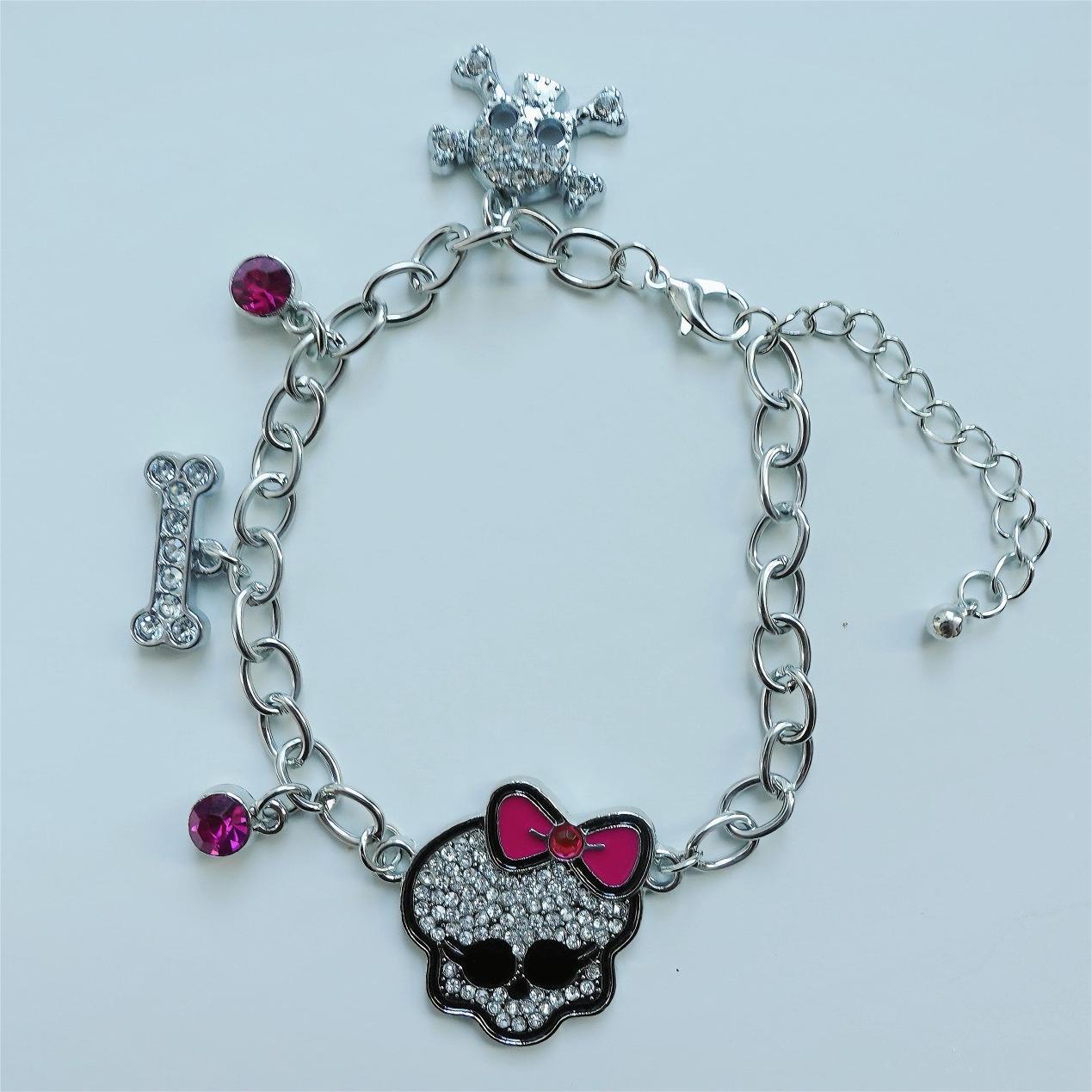Y2K Pink Schleife Totenkopf Armband - Halloween Hot Girl Accessoires von Joom DACH