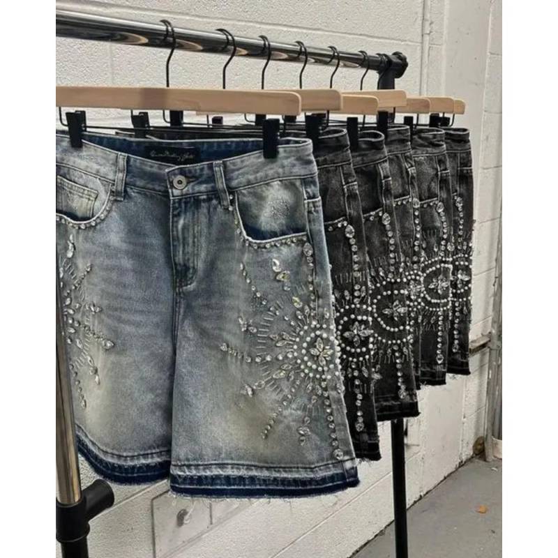 Y2K Streetwear Shorts Jeans Männer Frauen Harajuku Hip Hop Gothic Mauerwerk Retro Lose Denim Fitness Shorts Casual Basketball Shorts XXL blau von Joom DACH