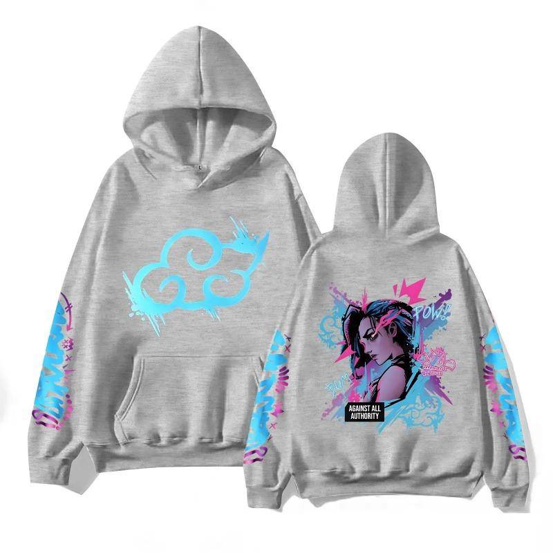 Y2k Arcane Jinx Niedlicher Kapuzen-Anime-Druck Harajuku Kawaii Sweatshirt Langarm Cartoon Fleece Kleidung Moletom Mode Hoodies & Sweatshirts Damen XL hellgrau von Joom DACH