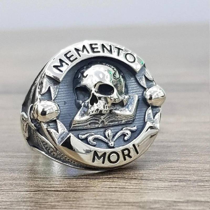 Y2k Goth Vintage Ethno Memento Mori Carpe Diem Buchstaben Totenkopfringe für Männer Mode Punk Weihnachten Skelettring für Frauen Schmuck 10 von Joom DACH