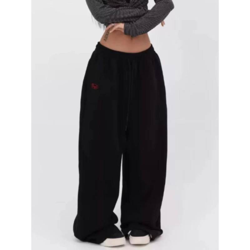 Y2k Graue Jogginghose Damen Vintage Hip Hop Koreanische Casual Joggers Hose Übergroße Harajuku Amerika Retro Hose S schwarz von Joom DACH