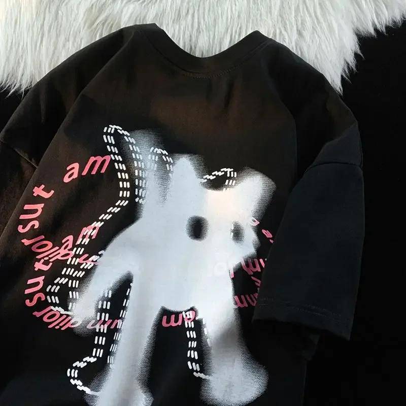 Y2k Top Damen T-Shirt Süßes Katzen-Print-Design O-Ausschnitt Kurzarm T-Shirt Damen Ins Fashion Trend Paar Vielseitig Locker M schwarz Y2k Top Damen T-Shirt Süßes Katzen-Print-Design O-Ausschnitt Kurzarm T-Shirt Damen Ins Fashion Trend Paar Vielseitig Locker M schwarz von Joom DACH