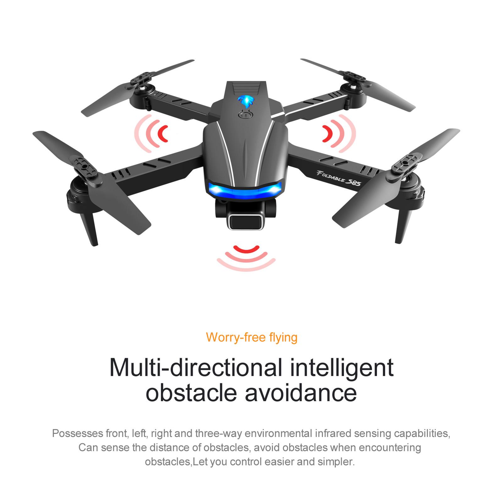 YLR/C S85 RC Drohne RC Quadcopter mit Funktion Hindernisvermeidung Headless-Modus Ein-Knopf-Start 4K dual camera-2 battery schwarz von Joom DACH