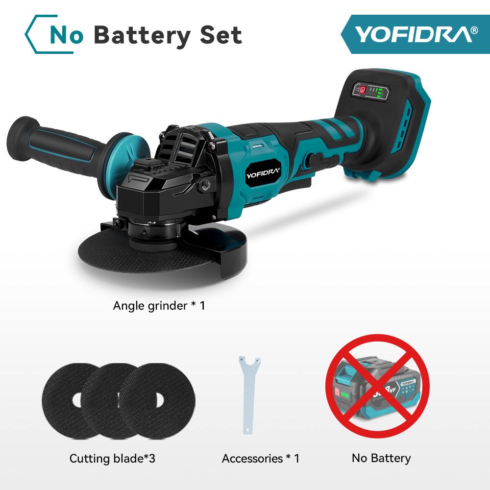 YOFIDRA 1500W 125mm Bürstenloser Winkelschleifer 3 Gänge Akku Schleifmaschine Schneiden Holzbearbeitung Elektrowerkzeug Für Makita 18V Akku Without Battery von Joom DACH