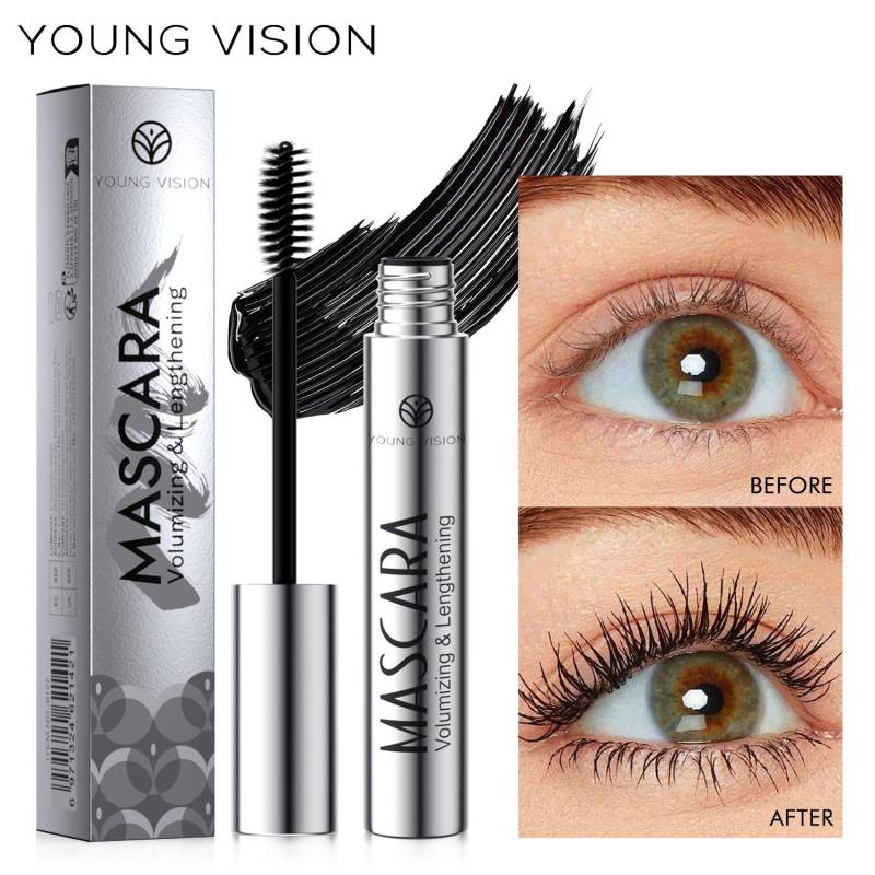 YOUNG VISION 1-teilige schwarze Wimperntusche mit silberner Tube, volumengebende, wasserfeste Wimperntusche mit Locken, silberne Tube, schwarze Wimperntusche mit gebürsteter Faser 1.8g von Joom DACH