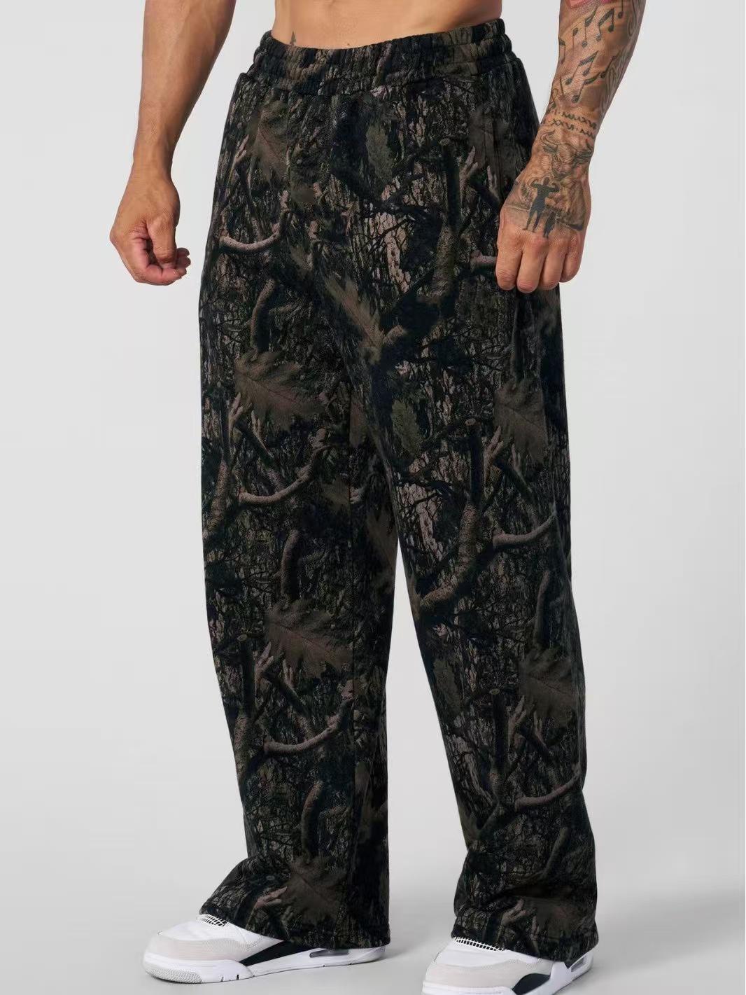 YOUNGLA Herren Camouflage Weitbeinige Freizeithose: Digitaldruck, Trendig und Locker geschnitten. Large von Joom DACH