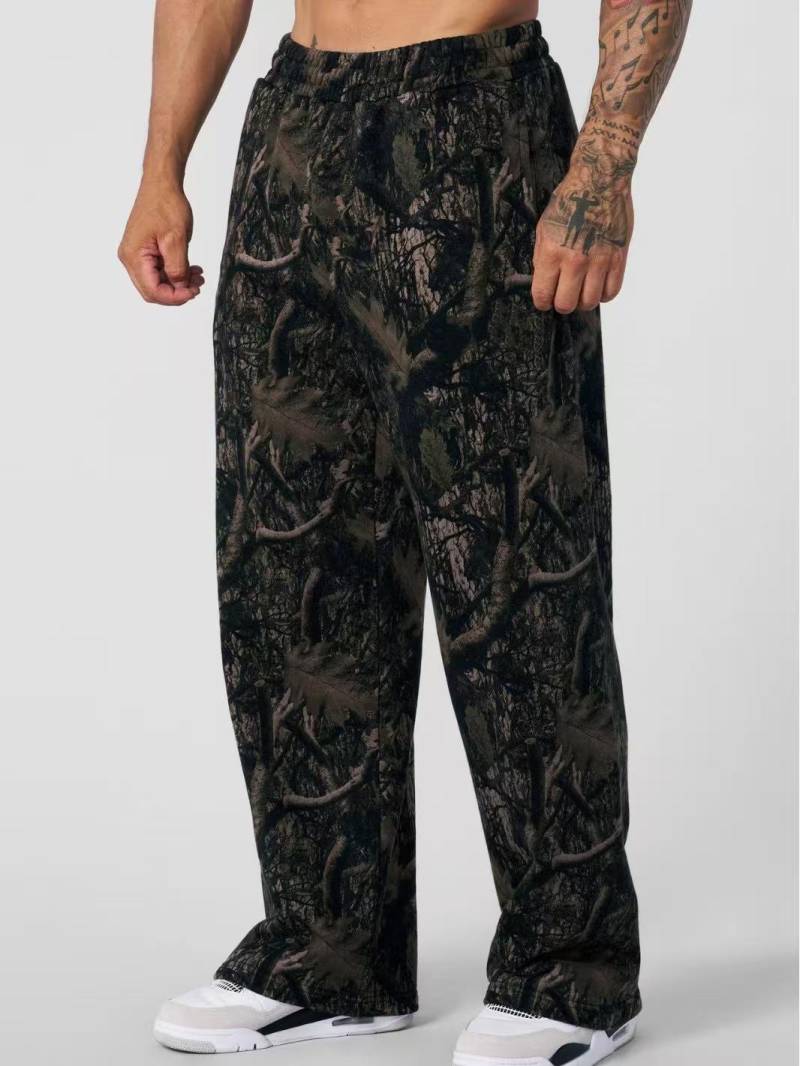YOUNGLA Herren Camouflage Weitbeinige Freizeithose: Digitaldruck, Trendig und Locker geschnitten. Large von Joom DACH