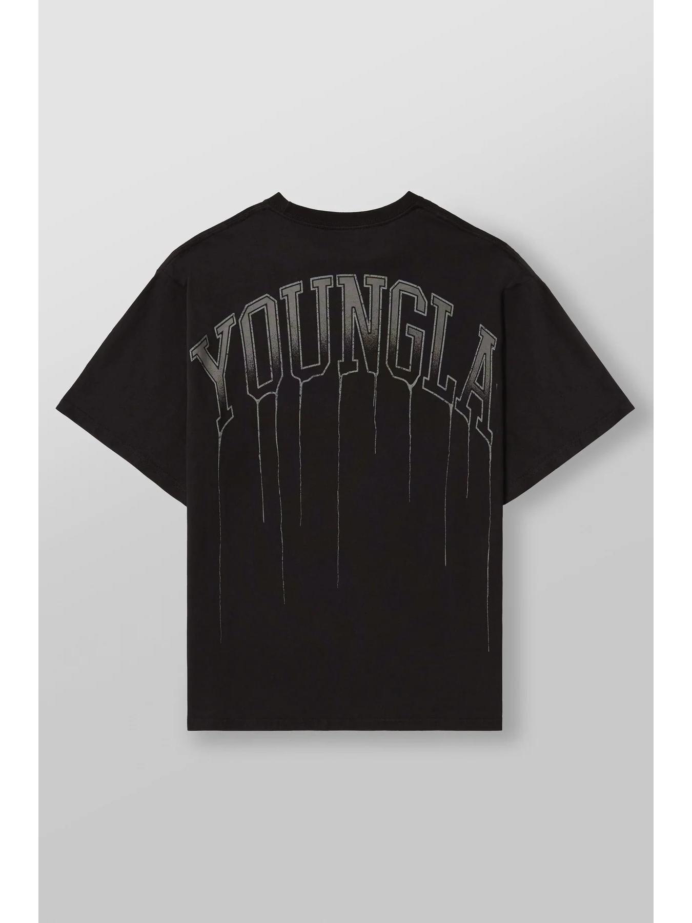 YOUNGLA Herren Oversized Baumwoll-Fitness-T-Shirt, Rundhalsausschnitt, Kurzarm, 240er Stoff Large schwarz von Joom DACH