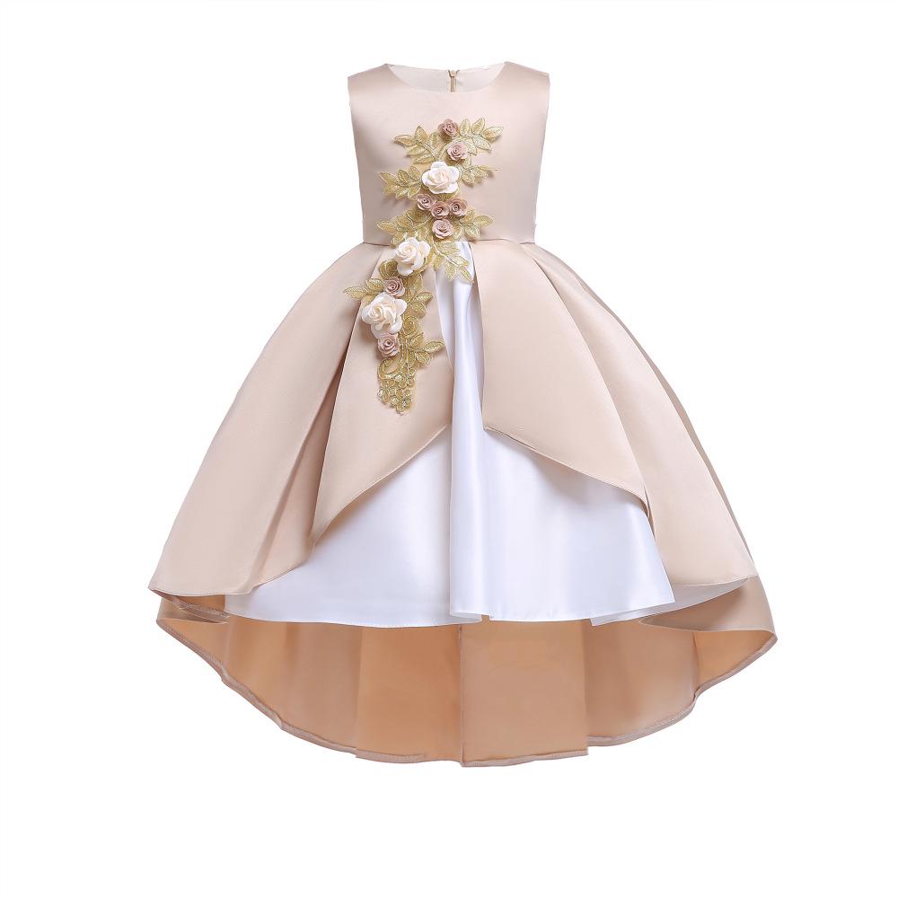 YUBAOBEI Kinderkleid Europäisches und Amerikanisches Prinzessinnenkleid Hochzeit Geburtstagsfeier Mädchen Show Laufstegkleid 6T beige von Joom DACH