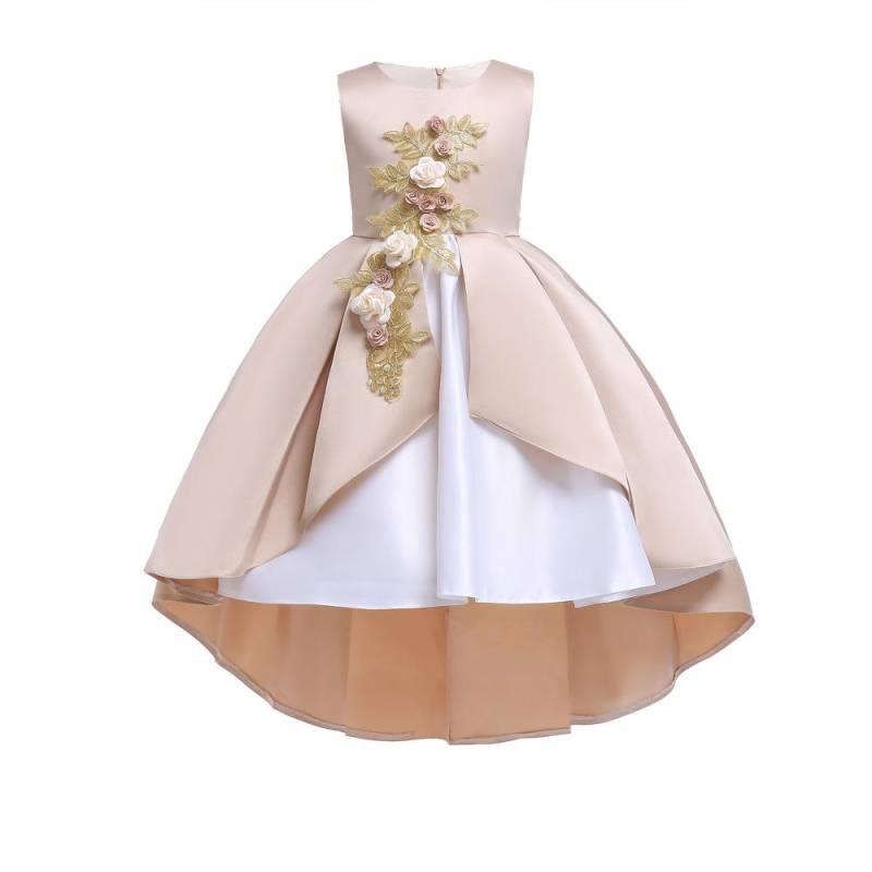 YUBAOBEI Kinderkleid Europäisches und Amerikanisches Prinzessinnenkleid Hochzeit Geburtstagsfeier Mädchen Show Laufstegkleid 6T beige von Joom DACH