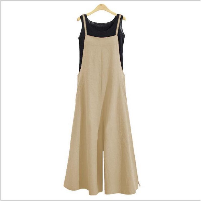 YYFS Damenmode Casual Sommer Frühling Einfarbig Druck Ärmellose Hosen Overalls & Strampler XXXL helle khaki von Joom DACH