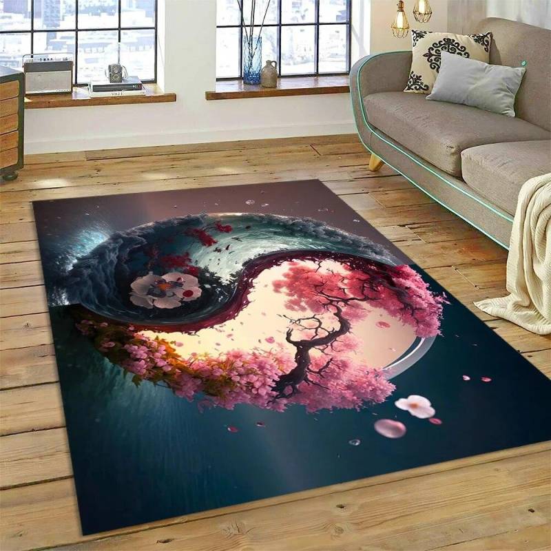Yin und Yang 3D Naturalize Chinese Tai Chi Teppich Teppich für Zuhause Wohnzimmer Schlafzimmer Sofa Fußmatte Dekor, Kinderbereich Teppich rutschfeste Matte 230x160cm von Joom DACH