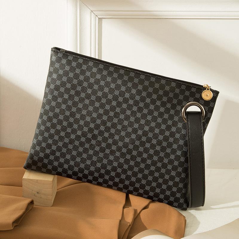 Yogodlns Damen-Armbandtasche aus PU-Leder, Einkaufstasche, Einkaufstasche, Reisen, tragbare Handy-Geldbörse, Clutch-Geldbörse, Damen-Handtaschen mit Muster 29x2x21cm schwarz von Joom DACH