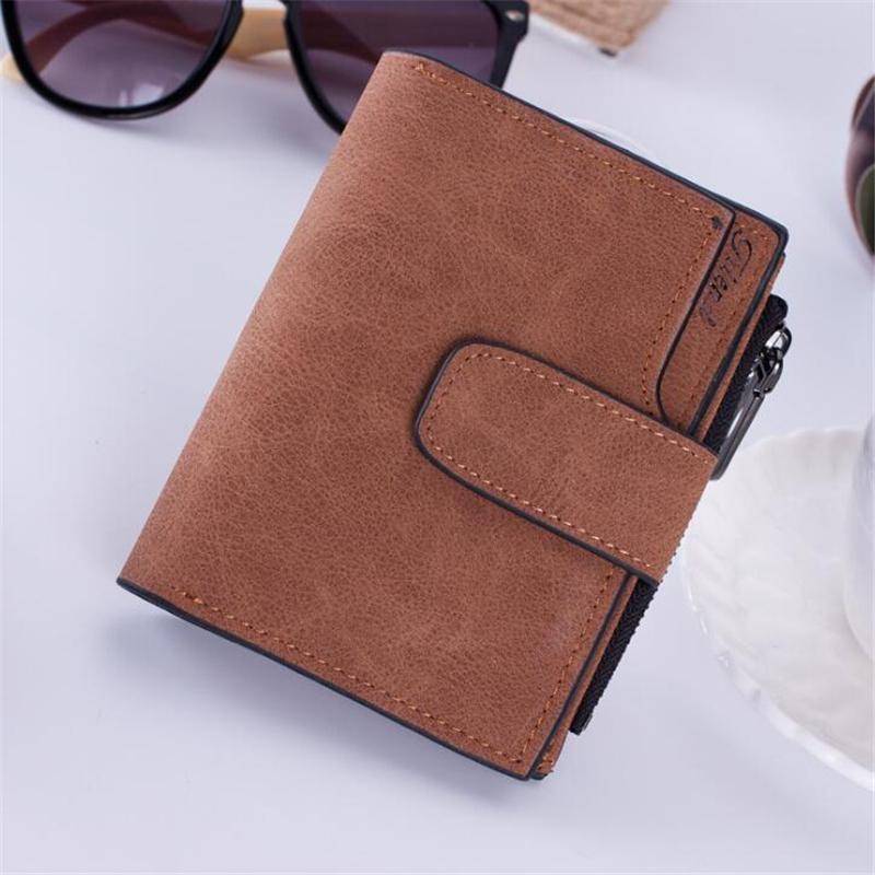 Yogodlns Damen Mini-Geldbörse aus Leder mit geschliffener Schnalle, Kartenhalter, Clutch-Geldbörse, Handtasche 12.8*10.5*3cm kaffeebraun von Joom DACH