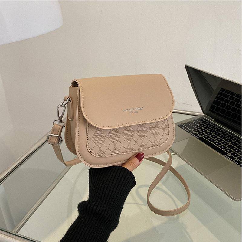 Yogodlns Luxus-Klappen-Sattel-Umhängetasche für Damen, PU-Leder, Vintage, kleine quadratische Umhängetasche 19x7x15.5cm khaki von Joom DACH